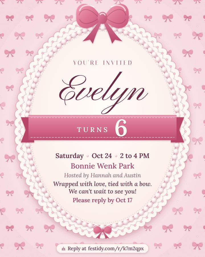 Bows invitation, Coquette design