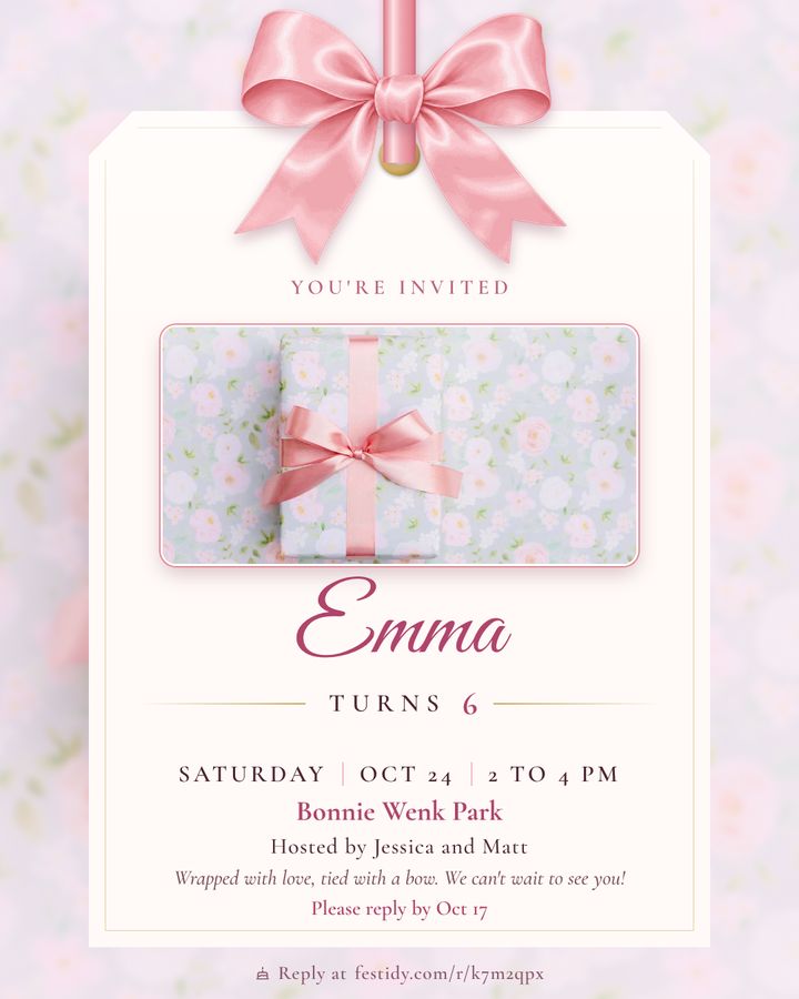 Bows invitation, Gift tag design