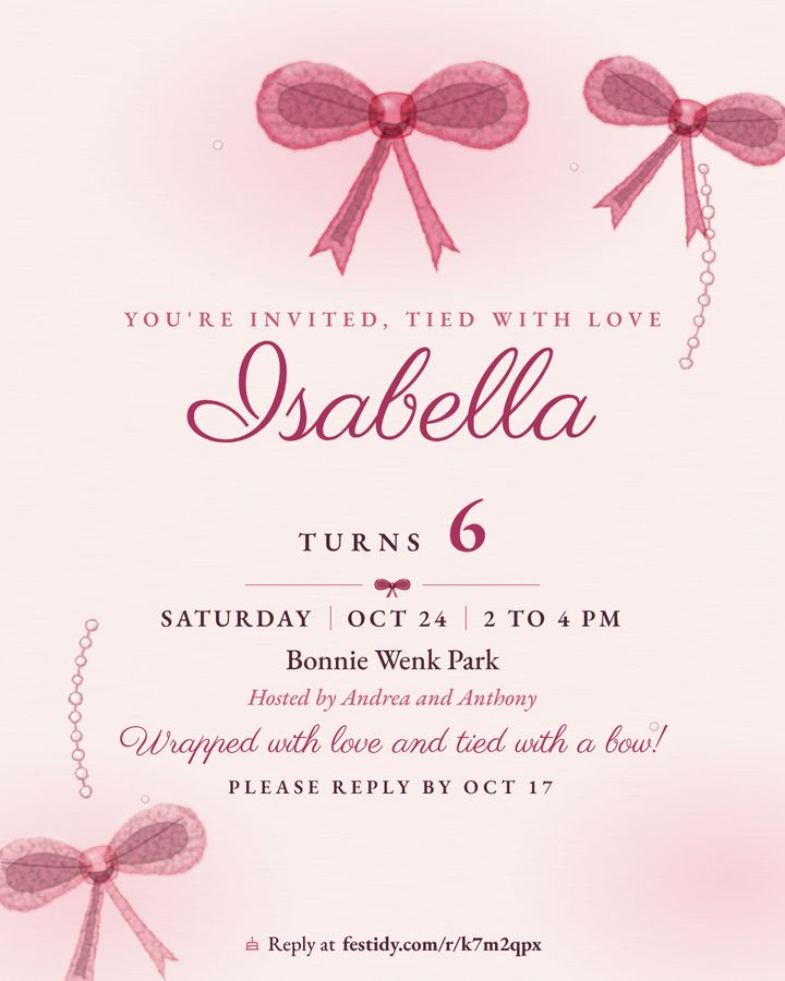 Bows invitation, Watercolor design