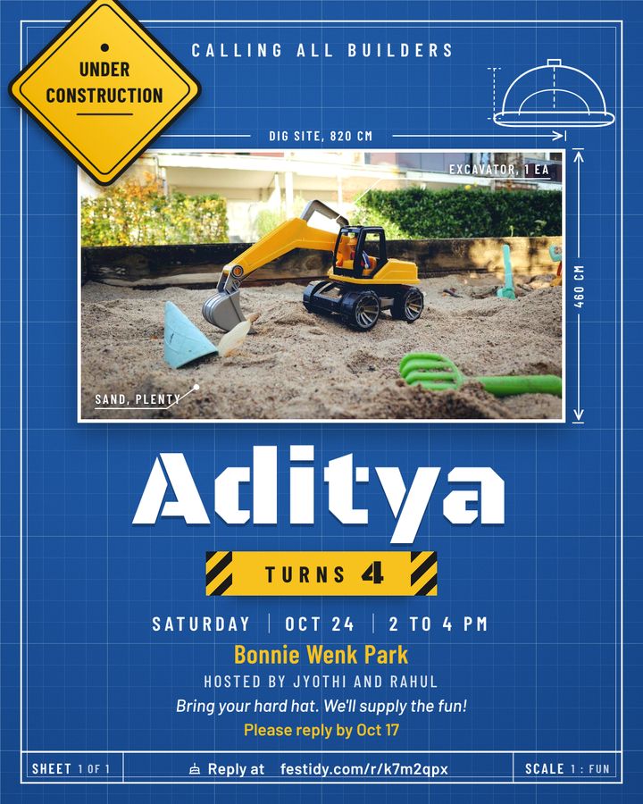 Construction invitation, Blueprint design