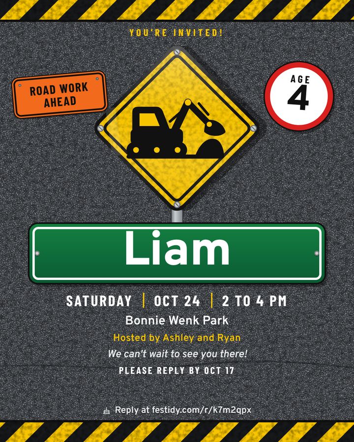 Construction invitation, Road sign design