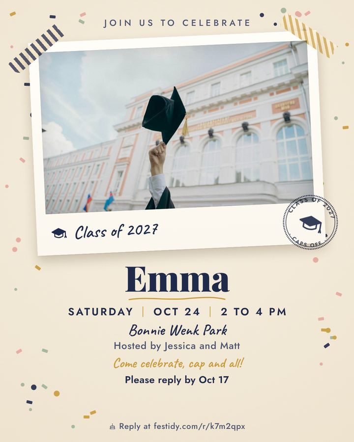 Caps off invitation, Scrapbook design