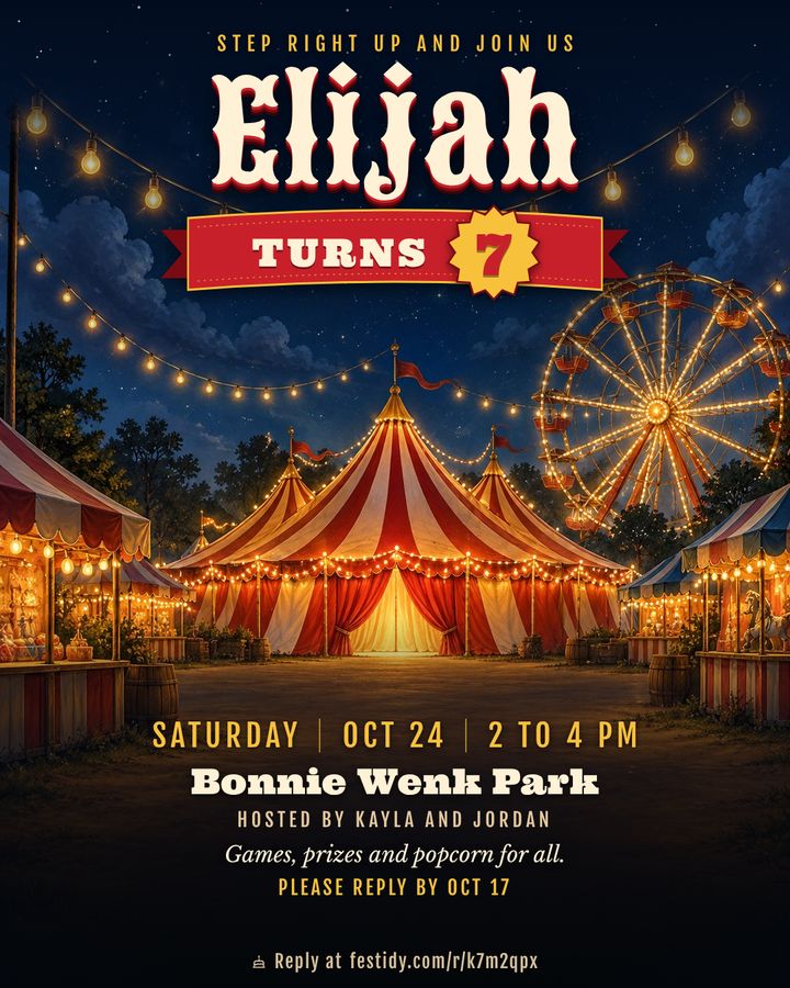 Circus and carnival invitation, Big top design