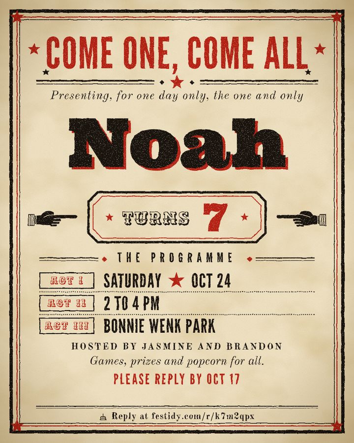Circus and carnival invitation, Playbill design