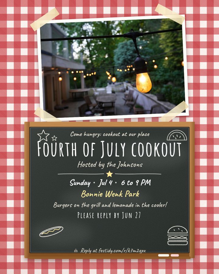 Backyard cookout invitation, Chalk menu design