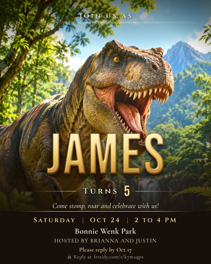 Dinosaur invitation, Cinematic design