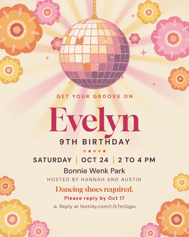 Disco invitation, Gouache design