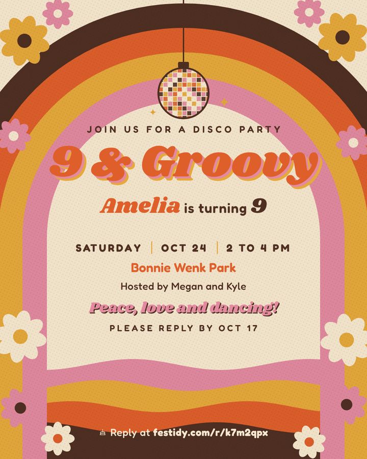 Disco invitation, Groovy design
