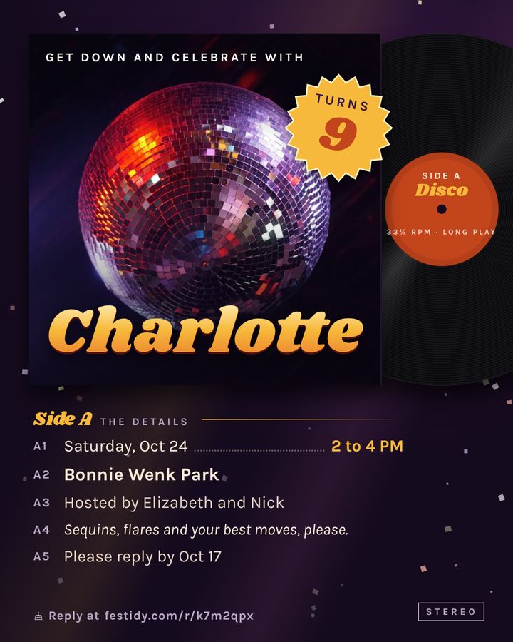 Disco invitation, Record sleeve design