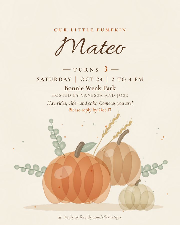Little pumpkin invitation, Pumpkin wash design