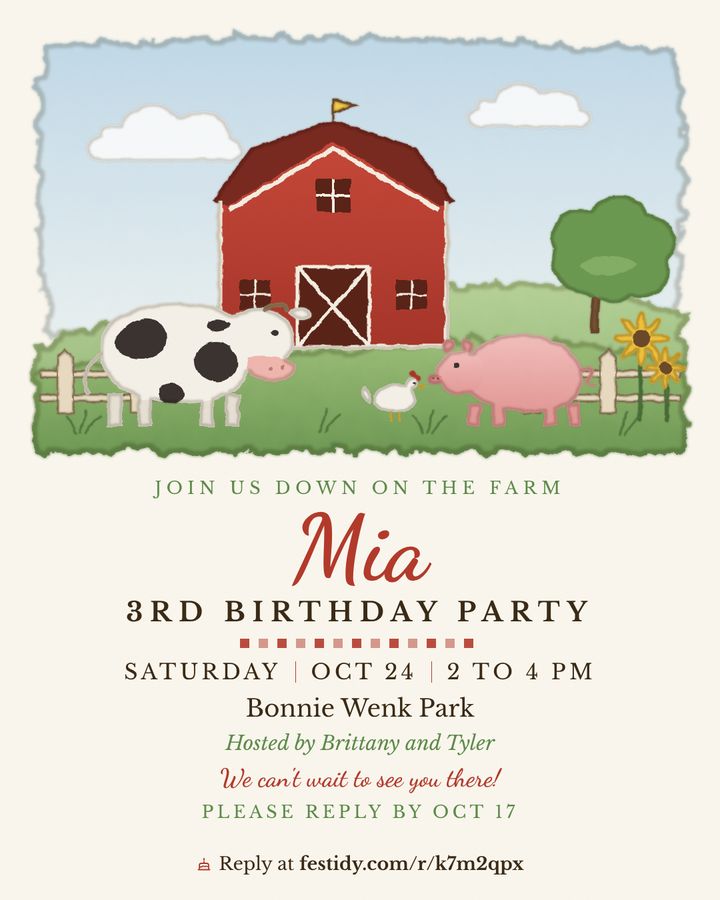 Farm invitation, Watercolor design