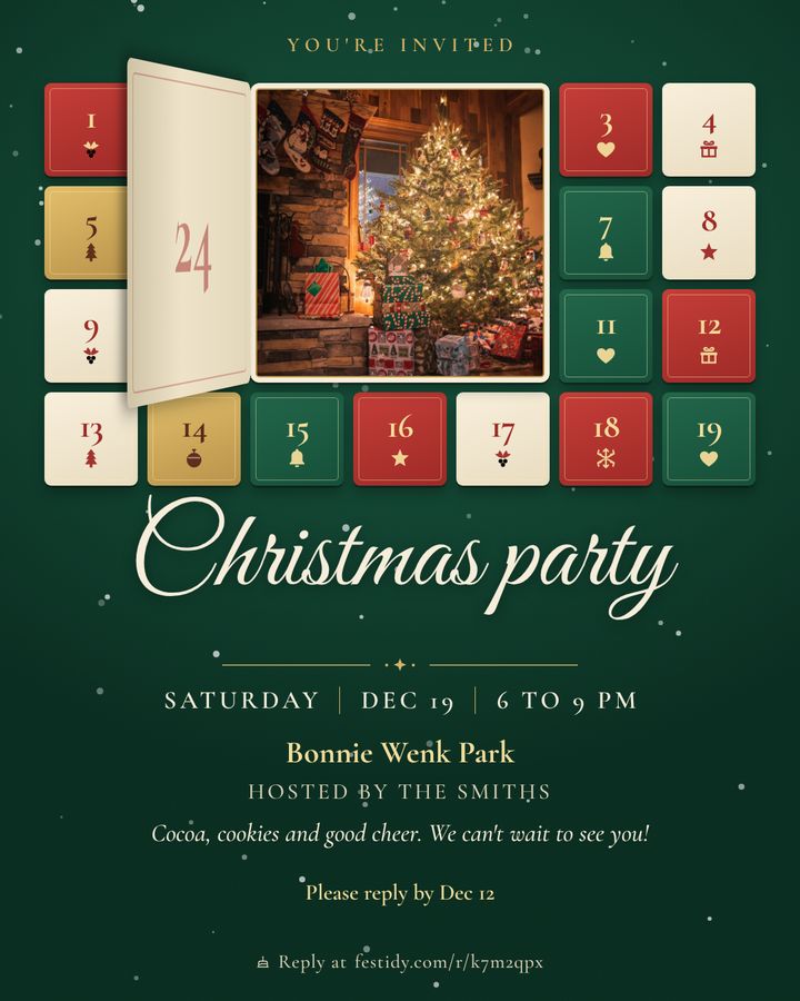 Merry and bright invitation, Advent calendar design