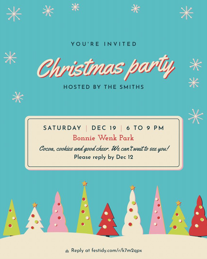 Merry and bright invitation, Retro card design