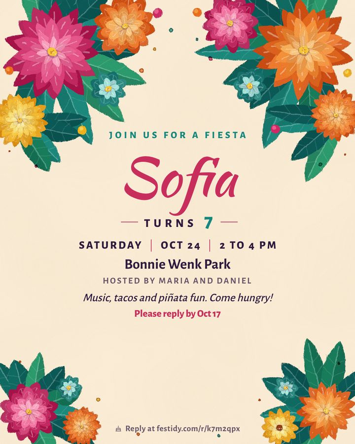 Fiesta invitation, Florals design