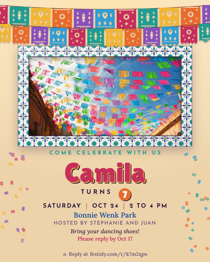 Fiesta invitation, Papel picado design