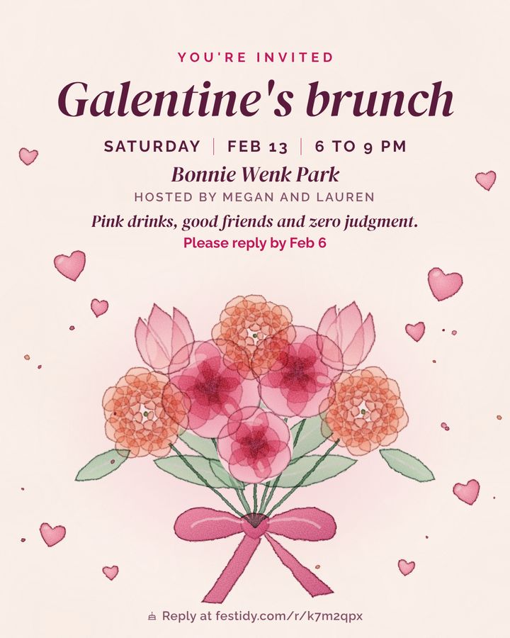 Galentine's invitation, Bouquet design