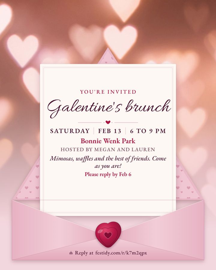 Galentine's invitation, Love letter design