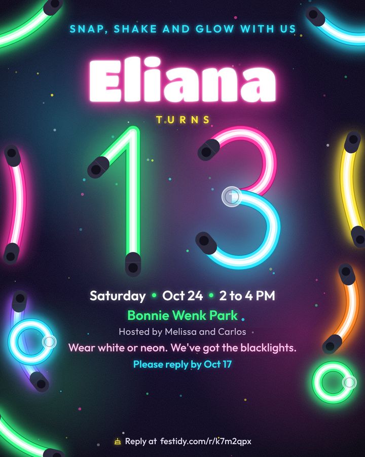 Glow invitation, Glow sticks design