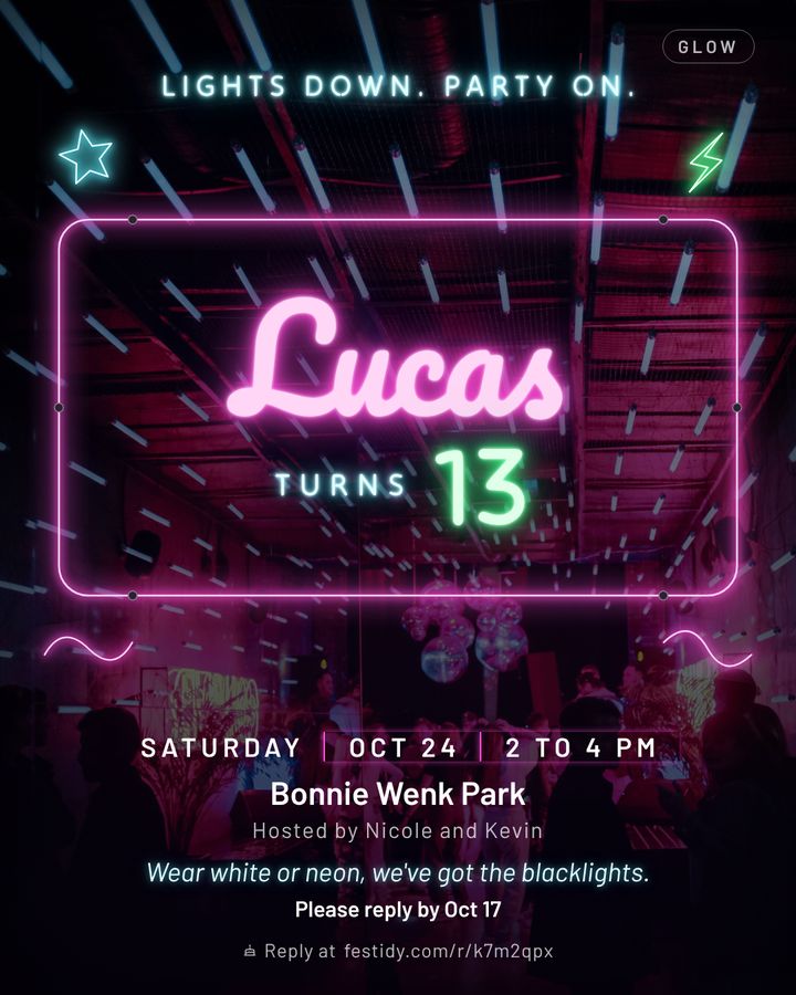 Glow invitation, Neon sign design