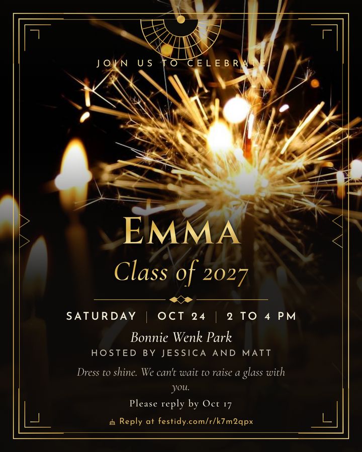 Black and gold invitation, Art deco design