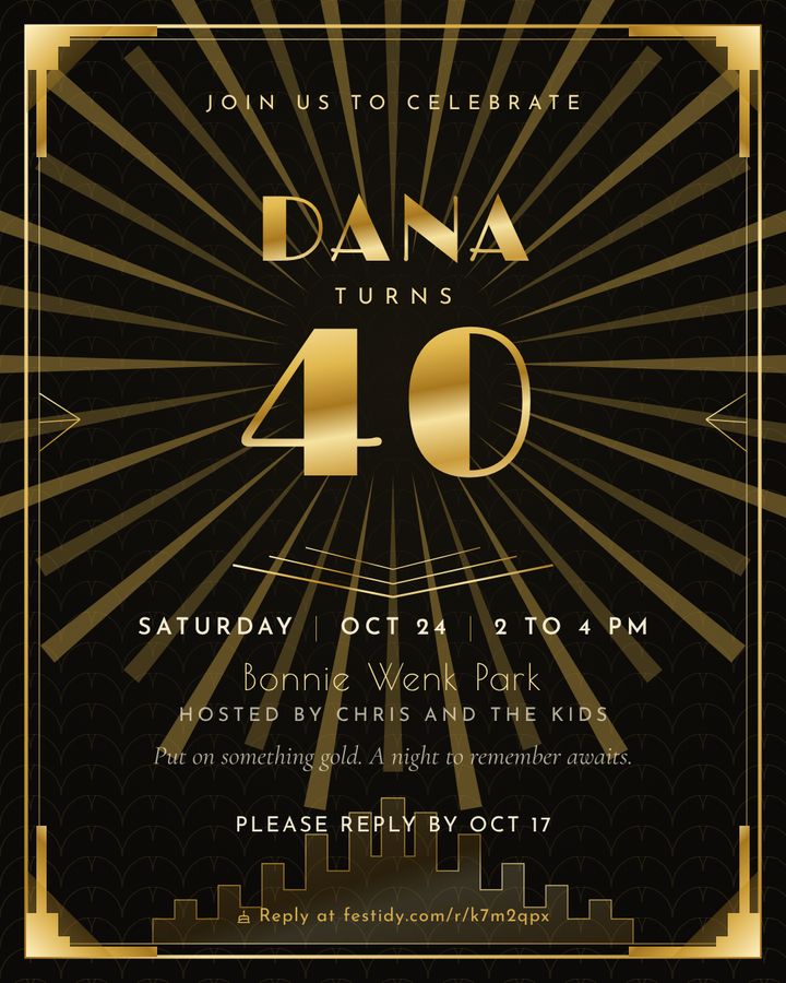 Black and gold invitation, Gatsby design