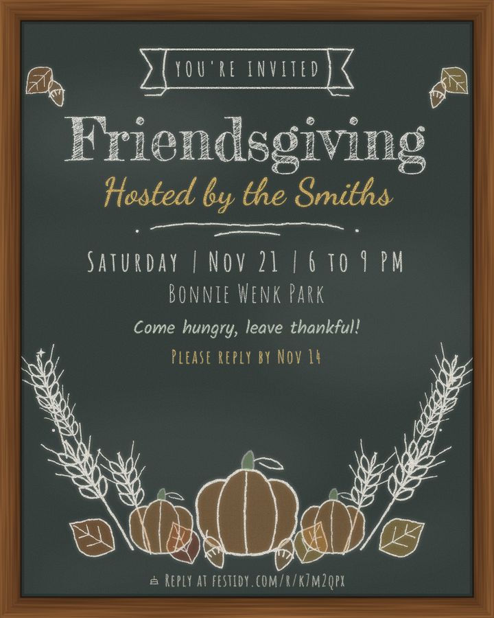 Harvest table invitation, Chalkboard design
