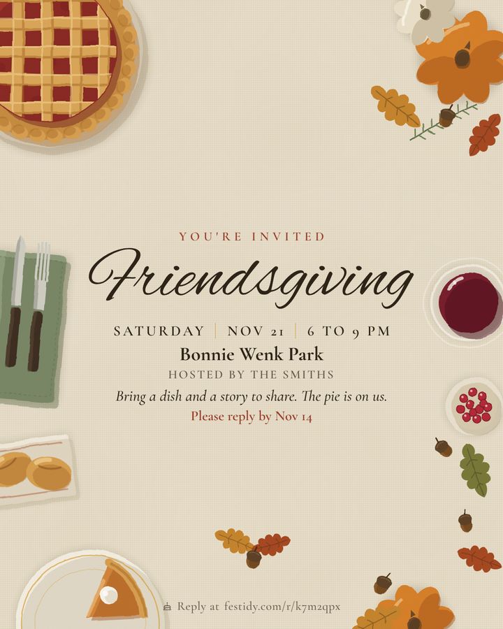 Harvest table invitation, Gouache table design