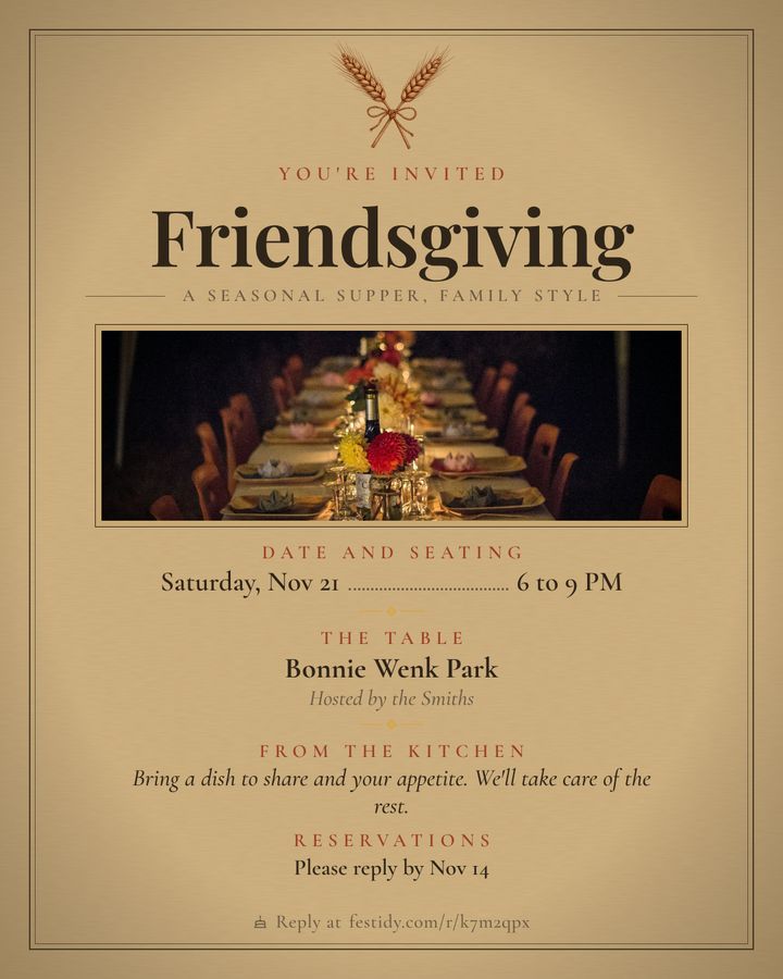 Harvest table invitation, Menu card design