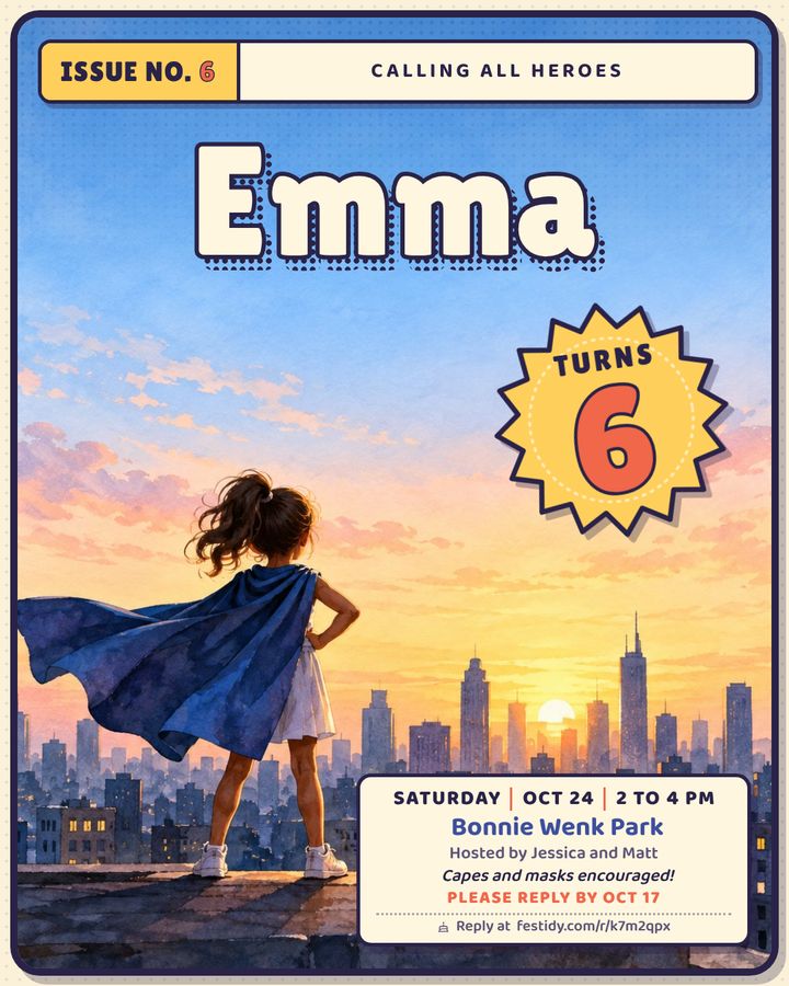 Superhero invitation, Sunrise design