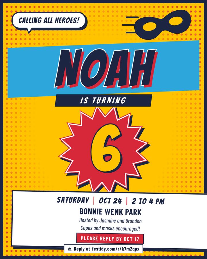 Superhero invitation, Pop art design
