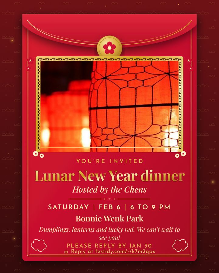 Red lanterns invitation, Red envelope design