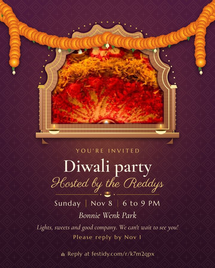 Diwali lights invitation, Jharokha design