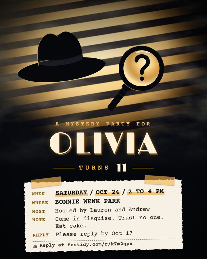Detective mystery invitation, Noir design