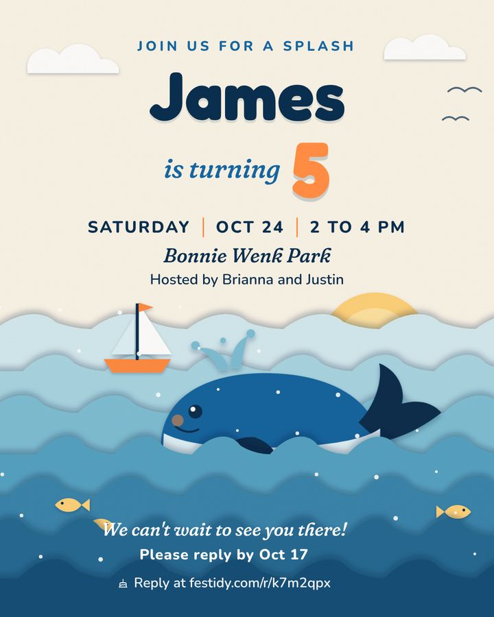Ocean invitation, Paper waves design