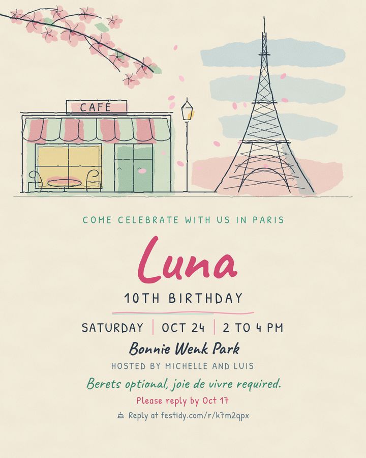 Paris invitation, Sketchbook design
