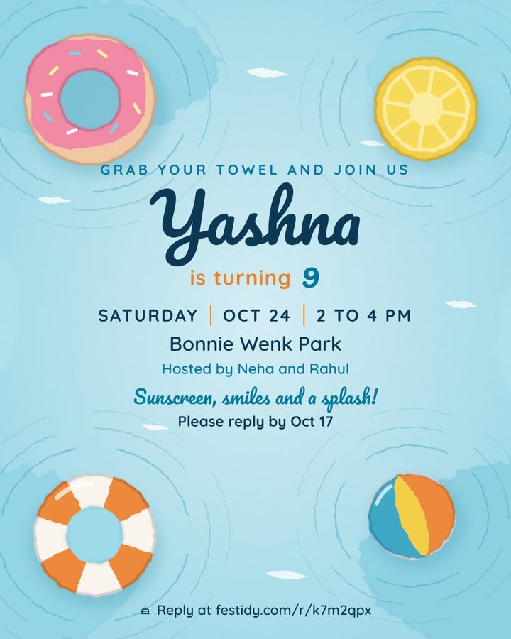 Pool party invitation, Ripples design