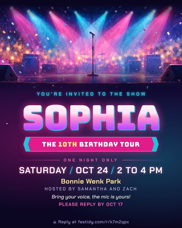 Pop star invitation, Stage lights design