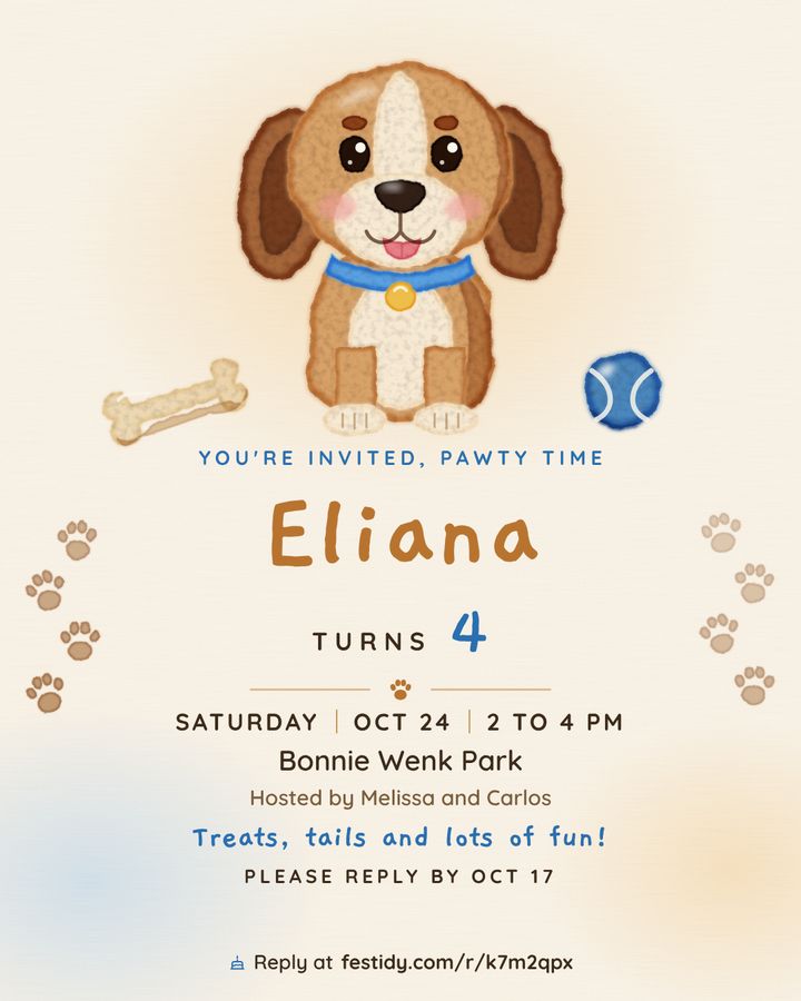 Puppy invitation, Watercolor design