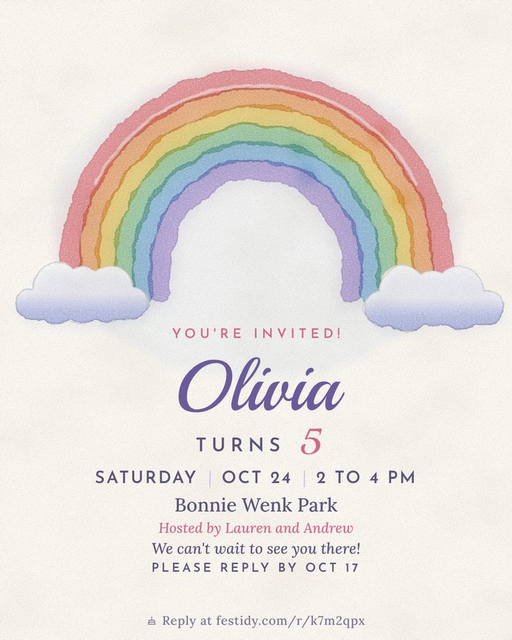 Rainbow invitation, Watercolor design