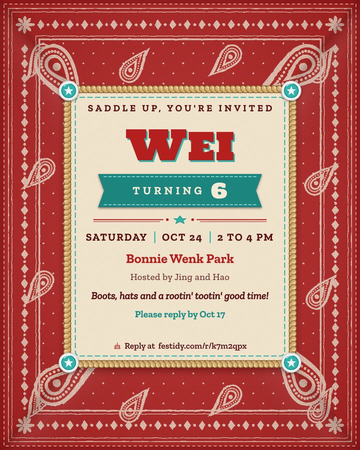 Rodeo roundup invitation, Bandana design