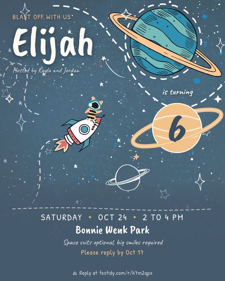 Space invitation, Doodles design