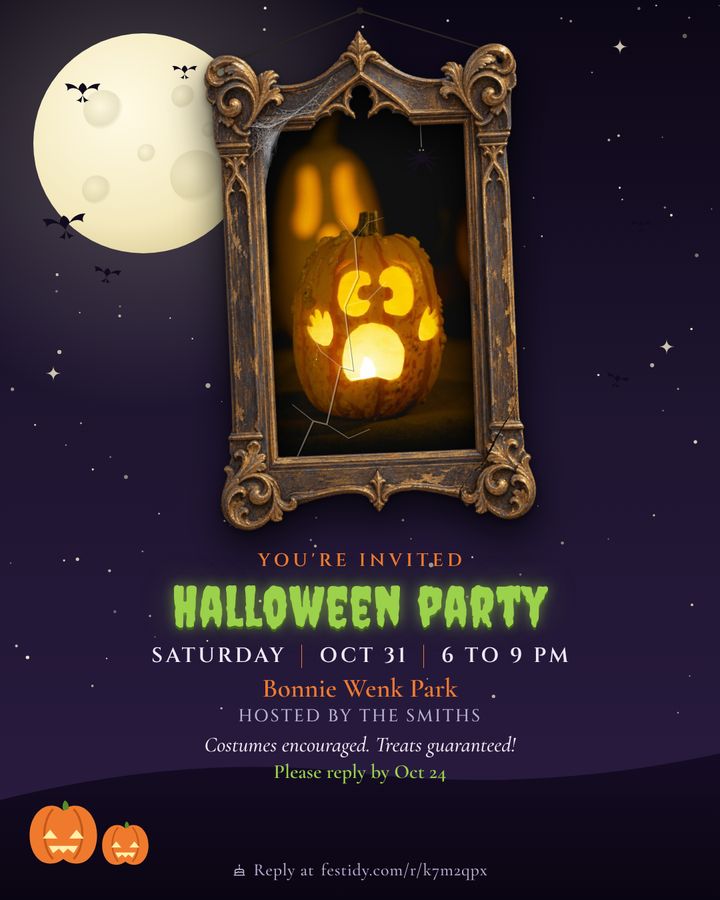 Halloween invitation, Haunted frame design