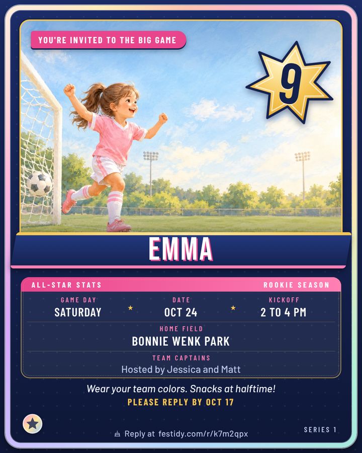 Sports invitation, All-star design
