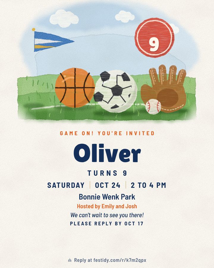 Sports invitation, Gouache design
