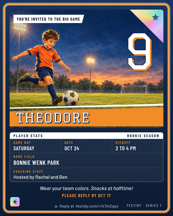 Sports invitation, Trading card design
