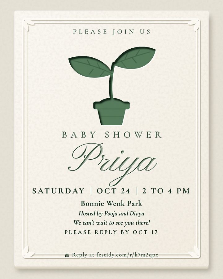 Little sprout invitation, Letterpress design