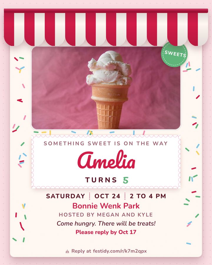 Berry sweet invitation, Bakery box design