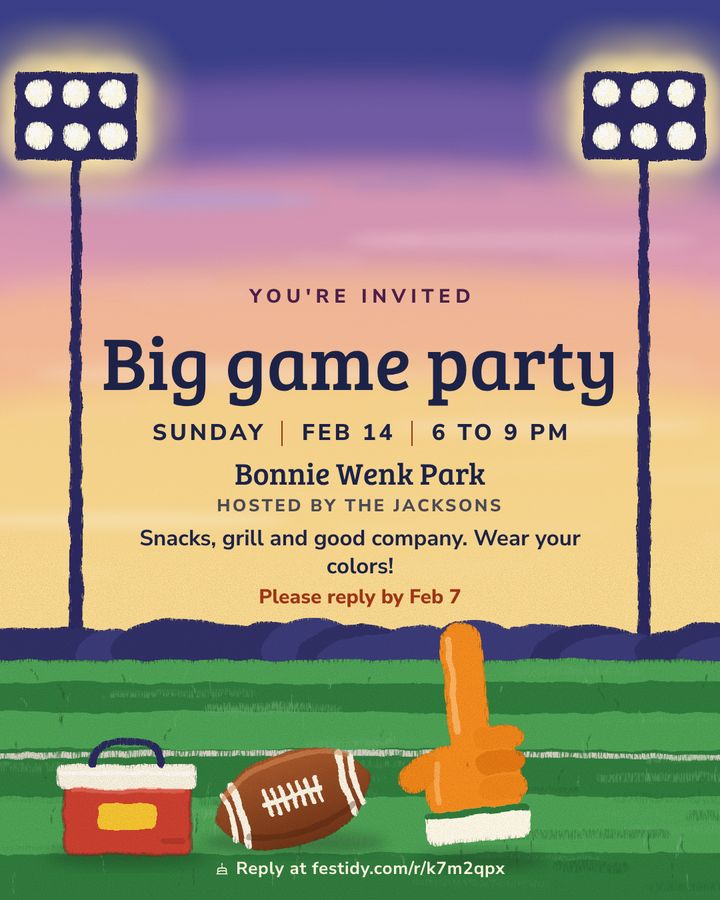 Tailgate invitation, Gouache design