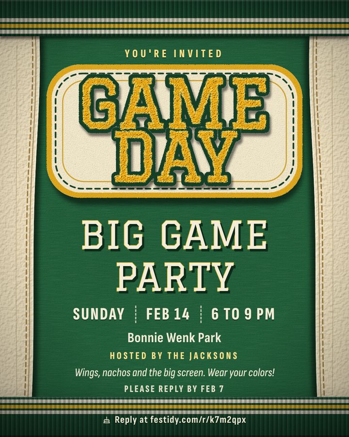 Tailgate invitation, Varsity design