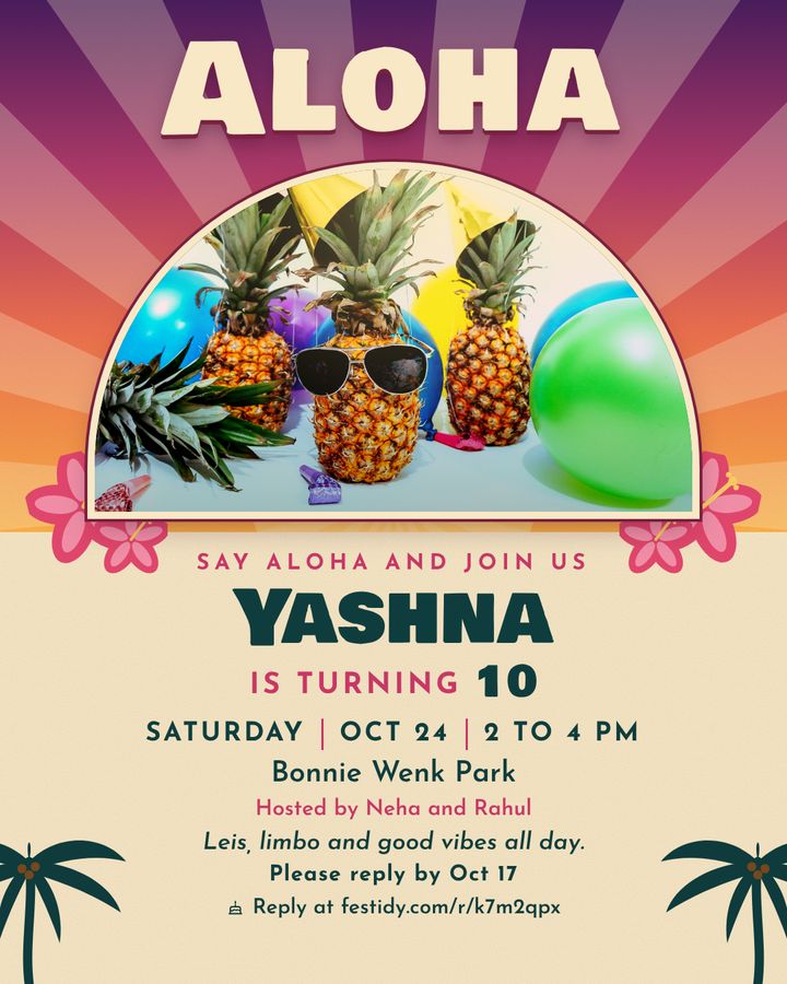 Luau invitation, Travel poster design